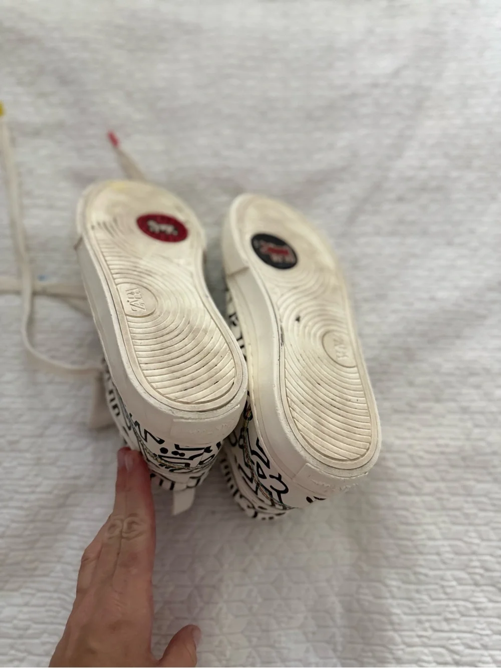 Zara x Keith Haring White High-Top Kids Sneakers with Black Doodle Print